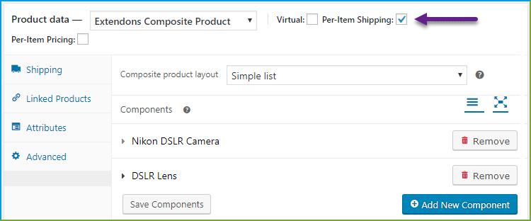 WooCommerce Composite-Produkte - Versandkosten